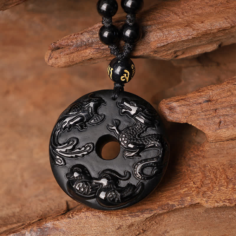 Buddha Stones Black Obsidian Dragon Phoenix Mandarin Duck Luck