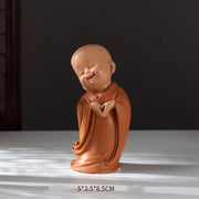 Buddha Stones Small Mini Meditation Praying Monk Serenity Resin Home Decoration Decorations BS Making Heart Monk 5.5*3.5*8.5cm