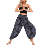 Buddha Stones Casual Loose Round Rose Pattern Harem Trousers Women's Yoga Pants