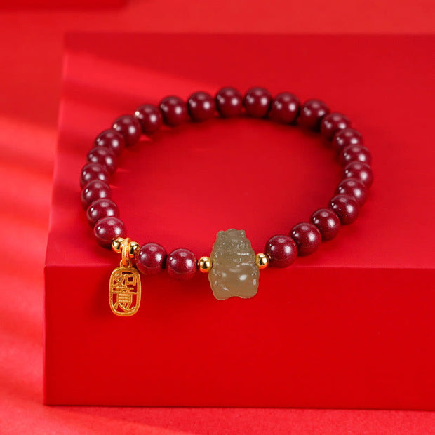 Buddha Stones 925 Sterling Silver Year of the Dragon Natural Cinnabar Hetian Jade Dragon Fu Character Ruyi As One Wishes Charm Blessing Bracelet (Extra 30% Off | USE CODE: FS30) - Cinnabar(Wrist Circumference 14-16cm) - Ruyi(As One Wishes) Charm - image 14