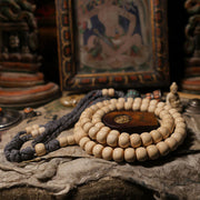 Buddha Stones 108 Mala Beads Abelia Biflora Wood Warding Off Evil Spirits Wrist Mala Mala Bracelet BS 10