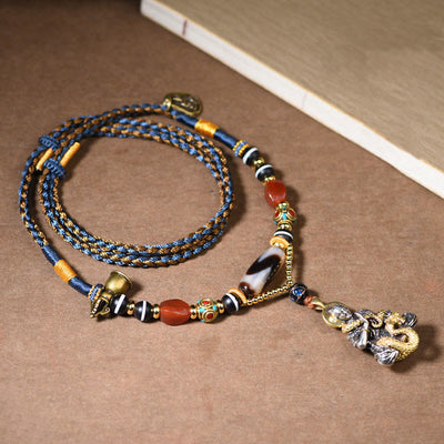 Buddha Stones Handmade Buddha Snake Skull Head Dzi Bead Serenity Rope Necklace Pendant (Extra 35% Off | USE CODE: FS35) - BUDDHA SYMBOL(COMPASSION♥SERENITY) - image 0