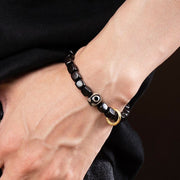 Buddha Stones Tibetan Ebony Wood Dzi Bead Balance Calm Bracelet Bracelet BS 6