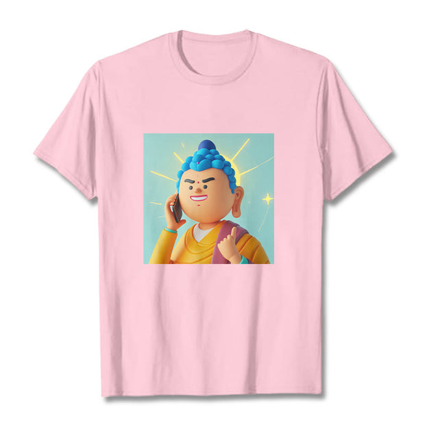 Buddha Stones Funny Cartoon Buddha Tee T-shirt T-Shirts BS LightPink 2XL