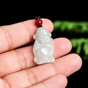 Buddha Stones Natural Jade Chinese God of Wealth Caishen Ingot Luck Necklace Pendant