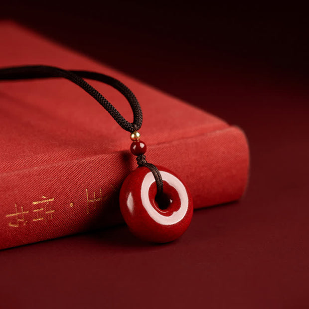 Buddha Stones Cinnabar Peace Buckle Calm Blessing Necklace Pendant (Extra 35% Off | USE CODE: FS35) - 22mm*9mm&Rope - image 6