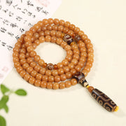 Buddha Stones Natural Bodhi Seed Lotus Dzi Bead Peace Harmony Charm Bracelet Mala Bracelet BS 9*8mm Bodhi Seed&Dzi Bead