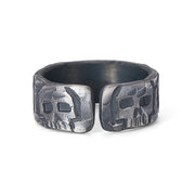 Buddha Stones 999 Sterling Silver Skeleton Pattern Handmade Blessing Ring Ring BS 3