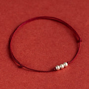 Buddha Stones Three Copper Bead Protection String Bracelet Anklet
