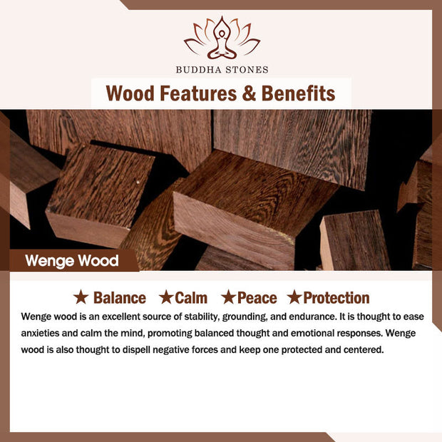 Buddha Stones Wenge Wood Peace Buckle Balance Tranquility Pendant Necklace - image 1