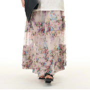Buddha Stones Colorful Flowers Loose Mesh Tulle Skirt See-Through Design 12