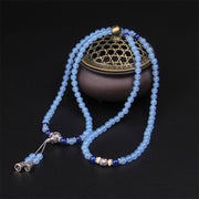 Buddha Stones 108 Beads Blue Crystal Healing Bracelet Mala