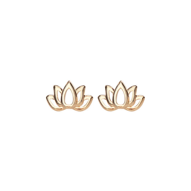 Buddha Stones 925 Sterling Silver Lotus Flower Blessing Earrings