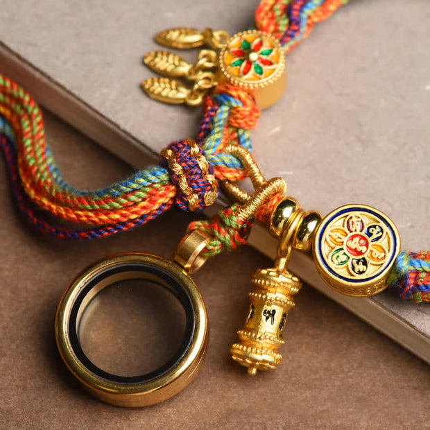Buddha Stones Tibetan Om Mani Padme Hum Dreamcatcher Luck Colorful Reincarnation Knot String Bracelet Bracelet BS 8
