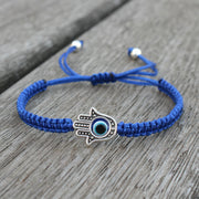 Buddha Stones Handmade Hamsa Symbol Protection Luck String Bracelet Bracelet BS Blue(Bracelet Size 16-24cm)