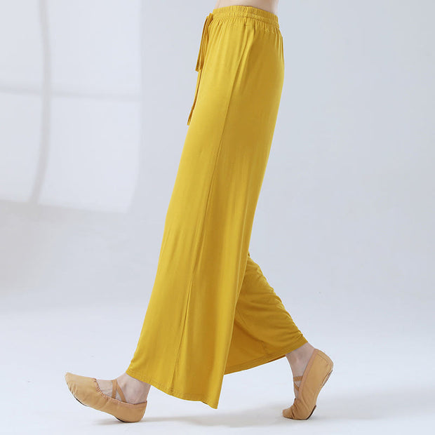 Buddha Stones Loose Modal Drawstring Wide Leg Pants For Yoga Dance