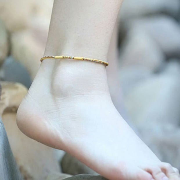 FREE Today: Auspicious Symbol Handmade Gold Multicolored Rope Bracelet Anklet FREE FREE 7