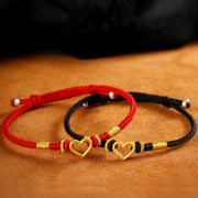Buddha Stones 999 Gold Love Heart Protection Handmade Child Adult Couple Bracelet