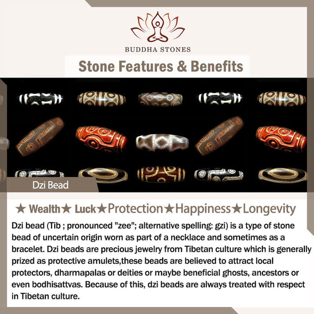 Buddha Stones Natural Bodhi Seed Lotus Dzi Bead Peace Harmony Charm Bracelet Mala Bracelet BS 18