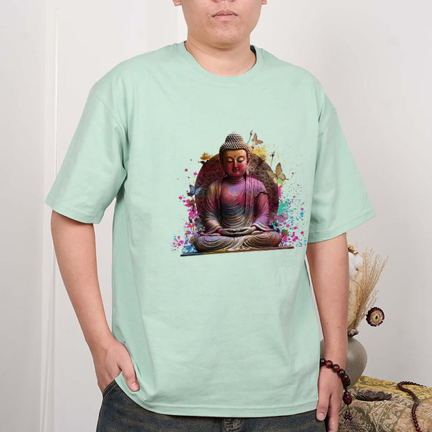 Buddha Stones Butterfly Meditation Buddha Tee T-shirt T-Shirts BS 13