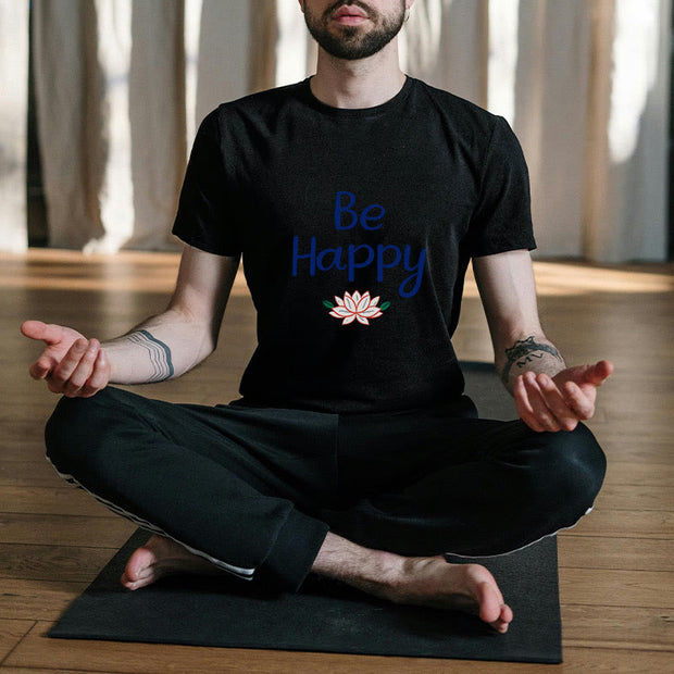 Buddha Stones Be Happy Lotus Tee T-shirt