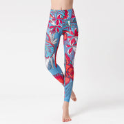 Buddha Stones Colorful Flower Petal Leaves Print Sports Exercise Fitness High Waist Leggings Women's Yoga Pants