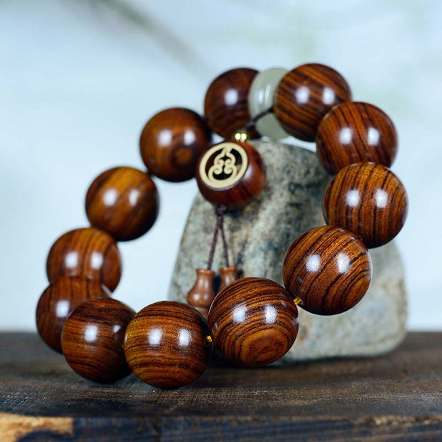 Buddha Stones Rosewood Warmth Calm Gourd Charm Bracelet Bracelet BS 1