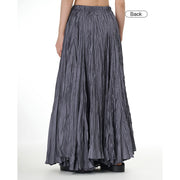 Buddha Stones Solid Color Loose Long Elastic Waist Skirt 5