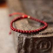 Buddha Stones Natural Cinnabar Blessing Red String Braided Bracelet Anklet Bracelet Anklet BS Bracelet(Wrist Circumference 14-21cm)