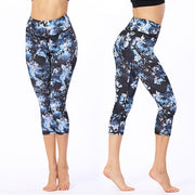 Buddha Stones Leaves Butterfly Print Sports Yoga Cropped Leggings Women's Yoga Capri Pants Women's Capri Pants BS 2