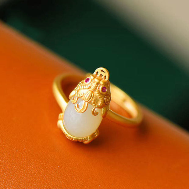 Buddha Stones 18k Gold-plated Pixiu Jade Wealth Ring (Extra 35% Off | USE CODE: FS35) - image 9