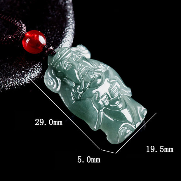 FREE Today: May You Become Rich Green Jade Chinese God of Wealth Caishen Ingot Necklace Pendant FREE FREE 7