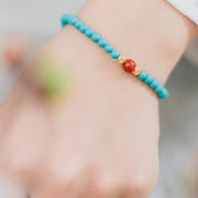 Buddha Stones Turquoise Red Agate Beaded Protection Bracelet 6