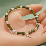 Buddha Stones Peridot White Jade Strawberry Quartz Green Aventurine Bamboo Fu Character Luck Bracelet4