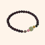 Buddha Stones Natural Garnet Hetian Jade Tourmaline Bead Passion Bracelet