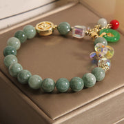 Buddha Stones Strawberry Quartz Jade Fu Character Charm Healing Bracelet Bracelet BS 10