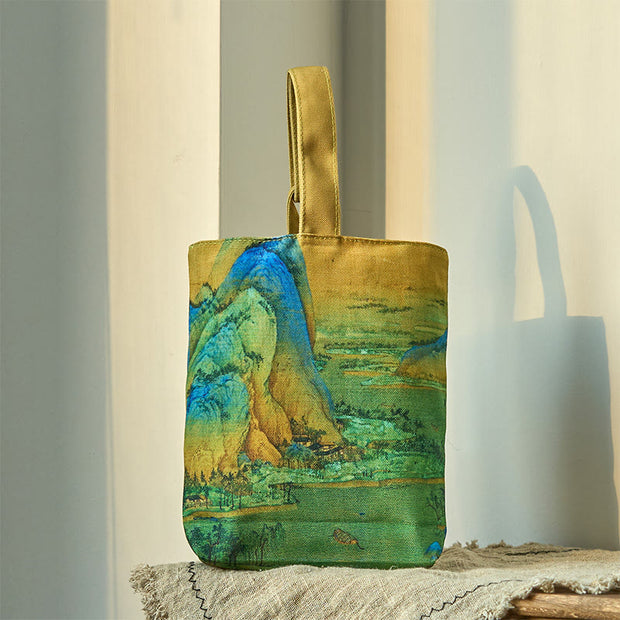 Buddha Stones Landscape Painting Canvas Handbag Handbags BS 2