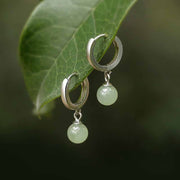 Buddha Stones Round Jade Bead Prosperity Earrings Earrings BS Jade (Prosperity ♥ Abundance)