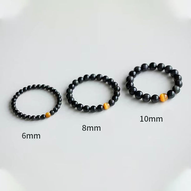 Buddha Stones Natural Rainbow Obsidian Tiger Eye Positive Love Bracelet Bracelet BS 15