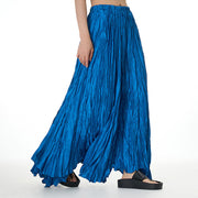 Buddha Stones Solid Color Loose Long Elastic Waist Skirt 42