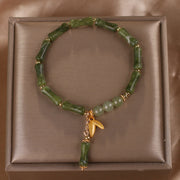 Buddha Stones Green Bamboo Jade Leaf Pattern Wealth Luck Bracelet