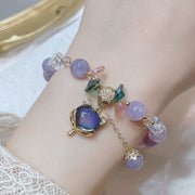 Buddha Stones Natural Purple Jade Fox Charm Happiness Bracelet 5