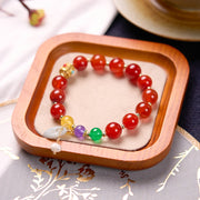Buddha Stones Jade Red Agate Peace Buckle Charm Confidence Bracelet 20