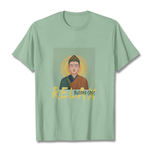 Buddha Stones Buddha Says Relax Buddha Tee T-shirt T-Shirts BS PaleGreen 2XL