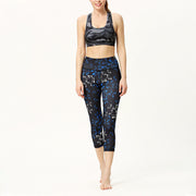 Buddha Stones Leaves Butterfly Print Sports Yoga Cropped Leggings Women's Yoga Capri Pants Women's Capri Pants BS 5