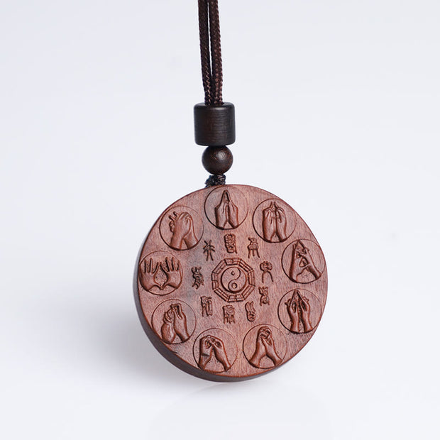 Buddha Stones Lightning Struck Jujube Wood Yin Yang Bagua Mountain Ghosts Spend Money Protection Necklace Pendant Necklaces & Pendants BS 10