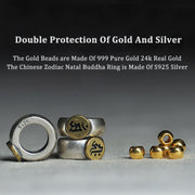 Tarakan Rare Agarwood 925 Sterling Silver Chinese Zodiac 999 Pure Gold Beads Ward Off Evil Spirits Bracelet
