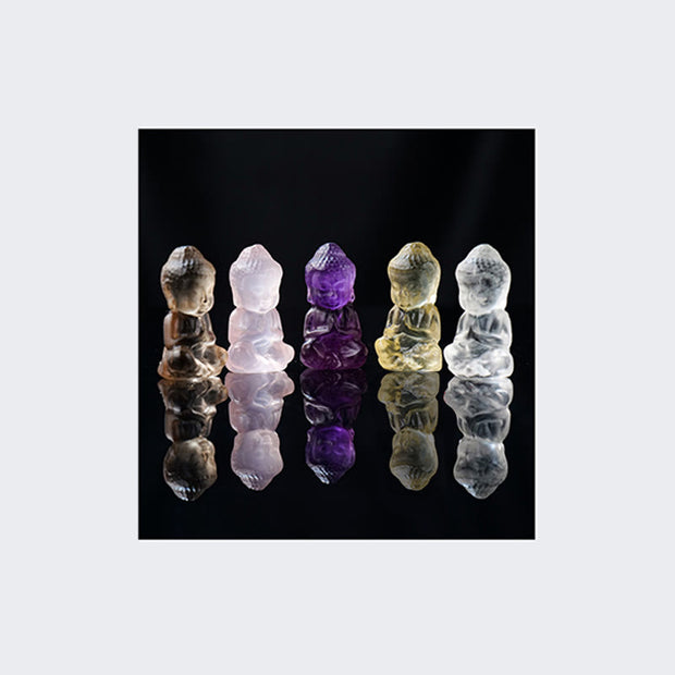 Buddha Stones Various Crystal Amethyst Pink Crystal White Crystal Citrine Buddha Carved Spiritual Healing Necklace Pendant Decoration (Extra 30% Off | USE CODE: FS30)