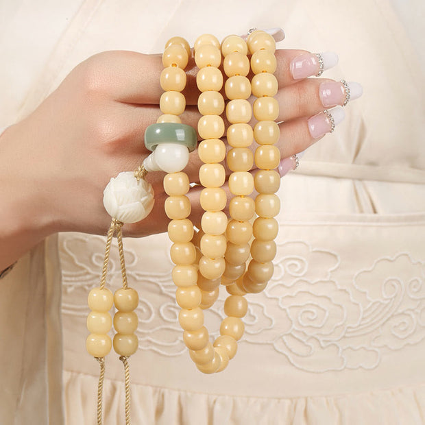 Buddha Stones Natural Bodhi Seed Lotus Dzi Bead Peace Harmony Charm Bracelet Mala Bracelet BS 1
