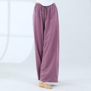 Buddha Stones Loose Cotton Drawstring Wide Leg Pants For Yoga Dance With Pockets Wide Leg Pants BS 28